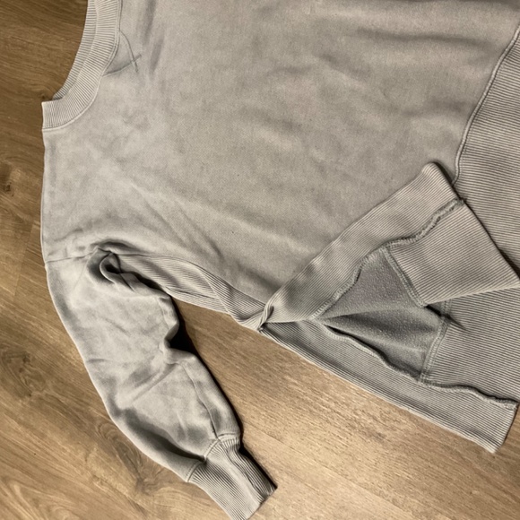 Light Blue tunic crew neck sweatshirt with side slits - Picture 2 of 2